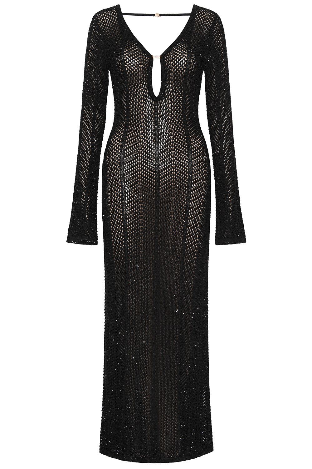 chinese dress ladies Keyhole Black Crochet Dress – VETCHY