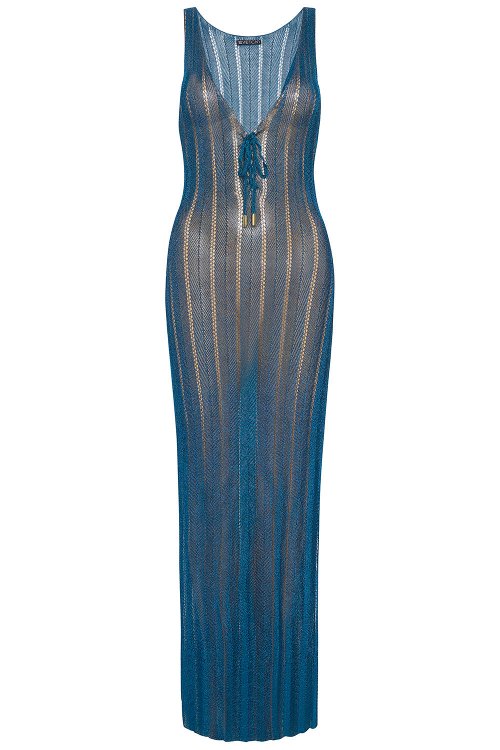 Blue Metallic Dress, L/XL / Blue