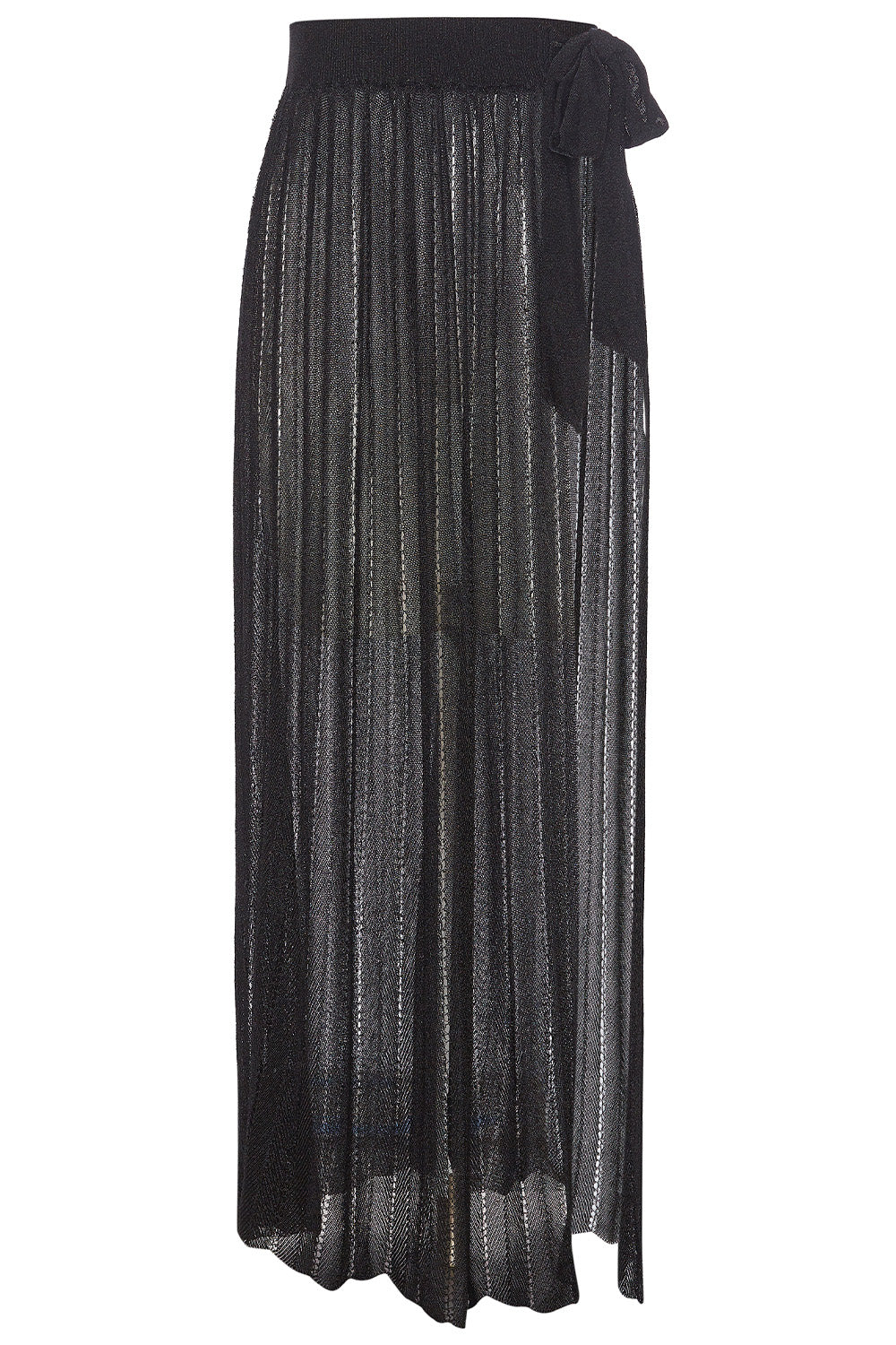 Front view of the Black Metallic Skirt on a white background