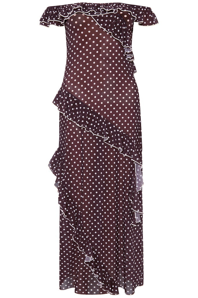 dotted mesh dress Midsummer Flutter Fit & Flare Dress in Midnight on the Dot, Size 2X