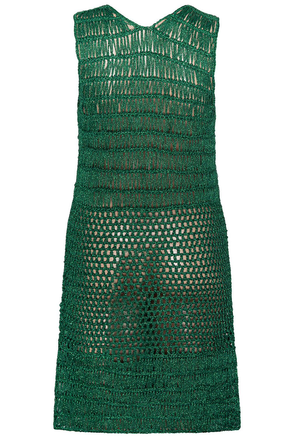 Crochet Green Short Dress, M / Green