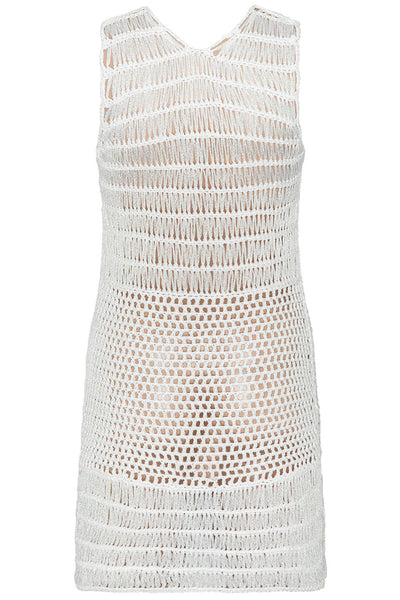 Back view of the Crochet White Dress on a white background