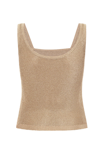 Back view of the Gold Crochet Top Vest on a white background