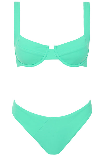 Laguna Bikini Mint Ribbed Set