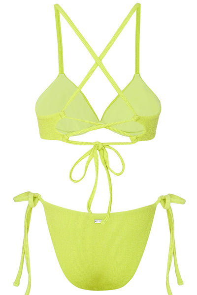 Back view of the Portofino Bikini Neon Lurex set on a white background