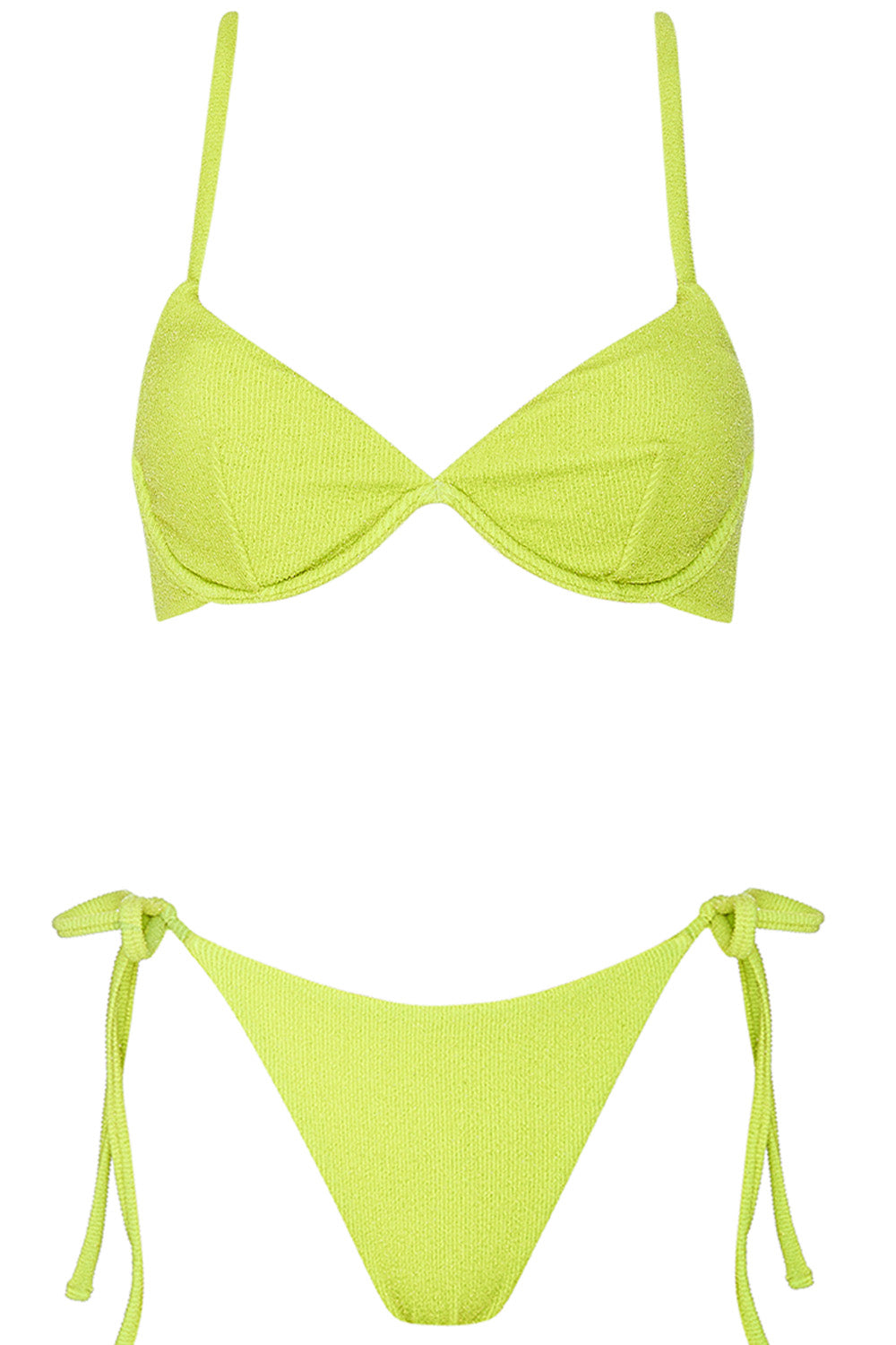 Front view of the Portofino Bikini Neon Lurex  set on a white background