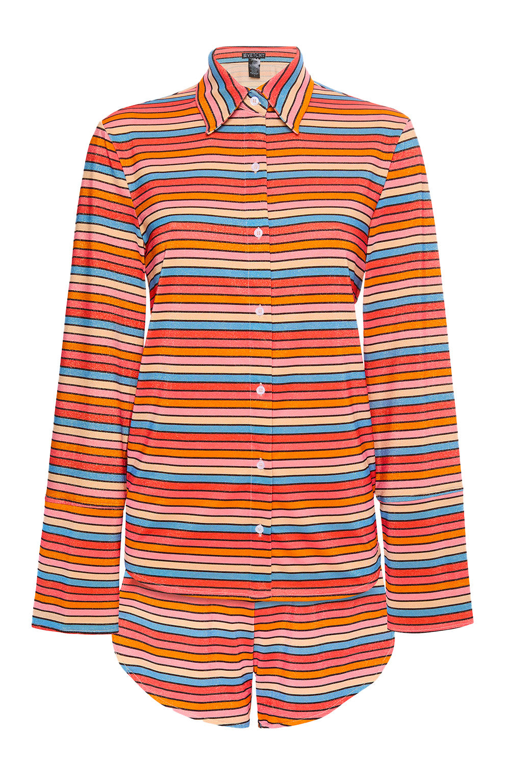 Front view of the Raya Stripes Shirt & Short on a white background