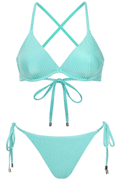 Portofino Bikini Seafoam Ribbed Set