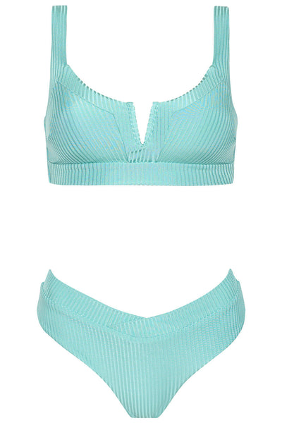 Vista Bikini Seafoam Ribbed Set