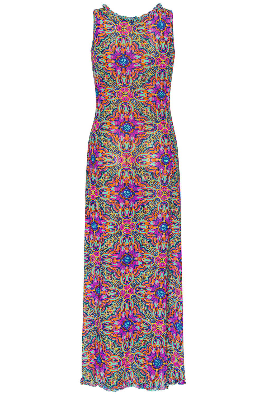 mesh vacation dress Tile Print Mesh Dress M / Multi