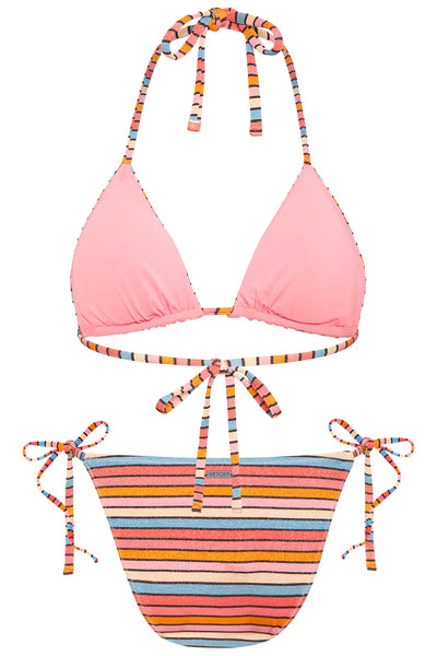 Back view of the triangle bikini raya set on a white background
