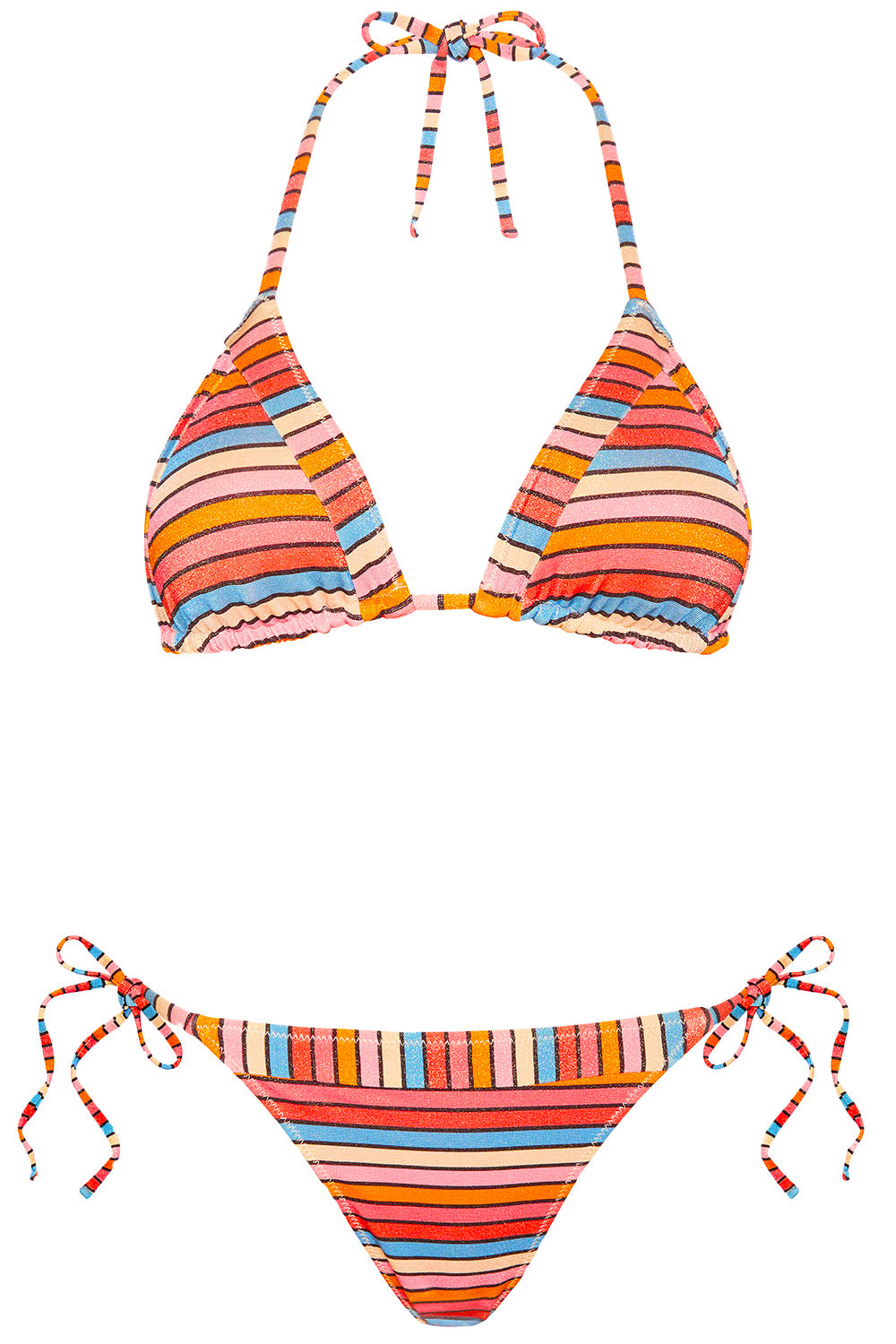 Front view of the triangle bikini raya set on a white background