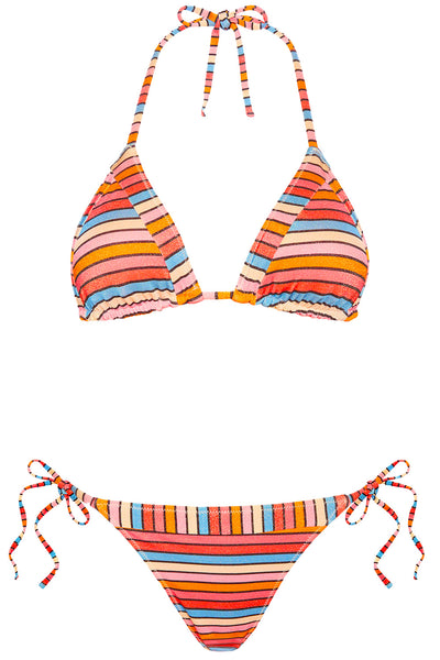 Front view of the triangle bikini raya set on a white background