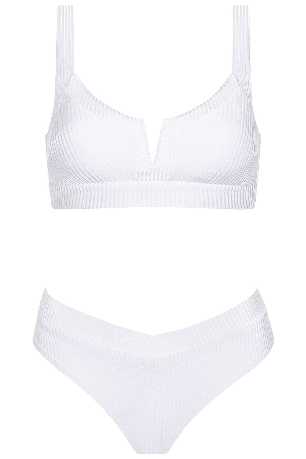 White bikini set vista style on white background. 