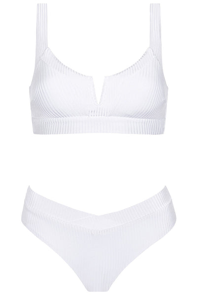 White bikini set vista style on white background. 