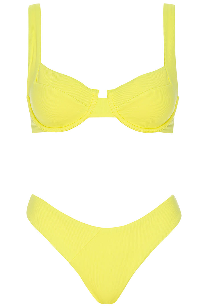 yellow ribbed bikini