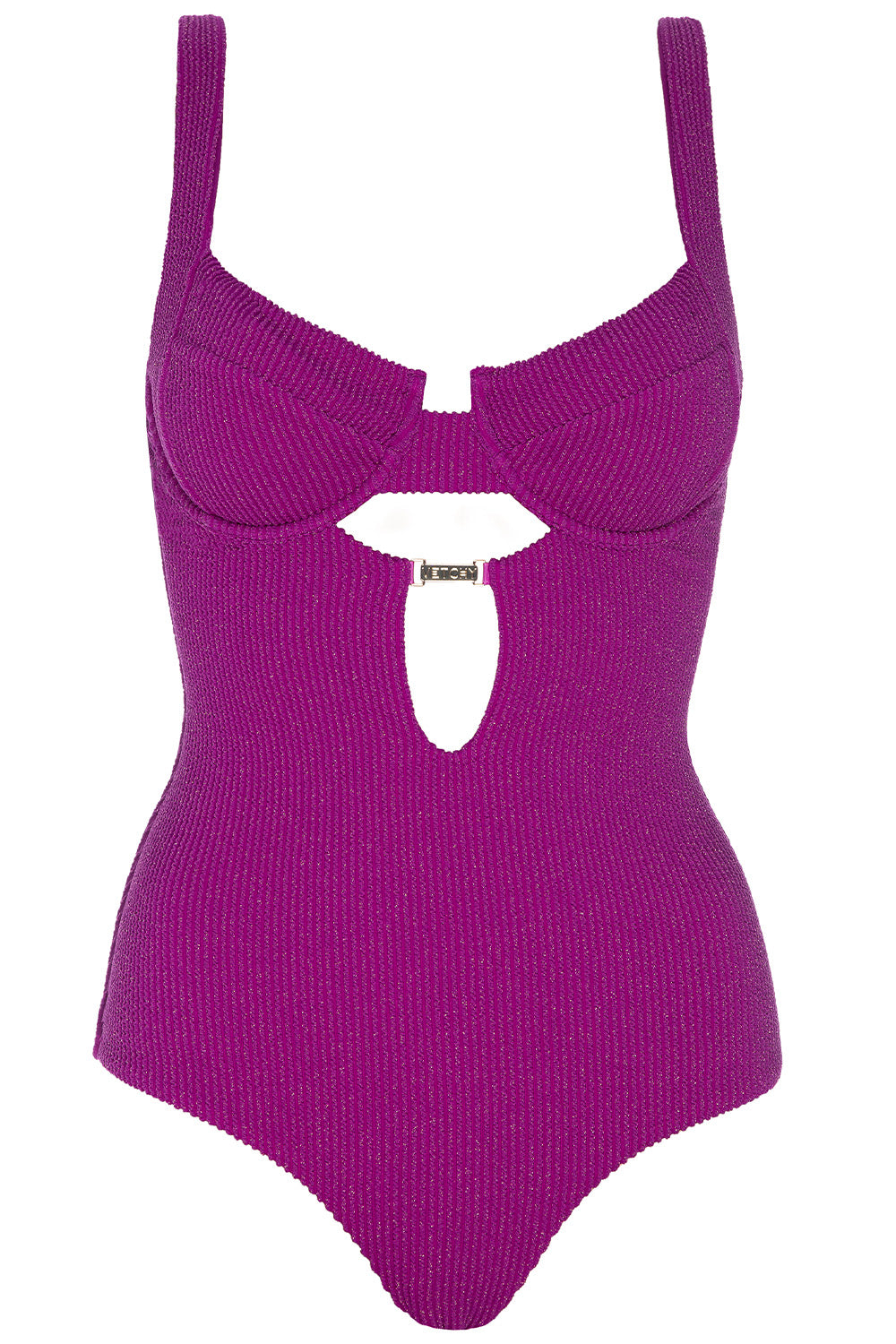 Front view of the Stellar berry swimsuit on a white background