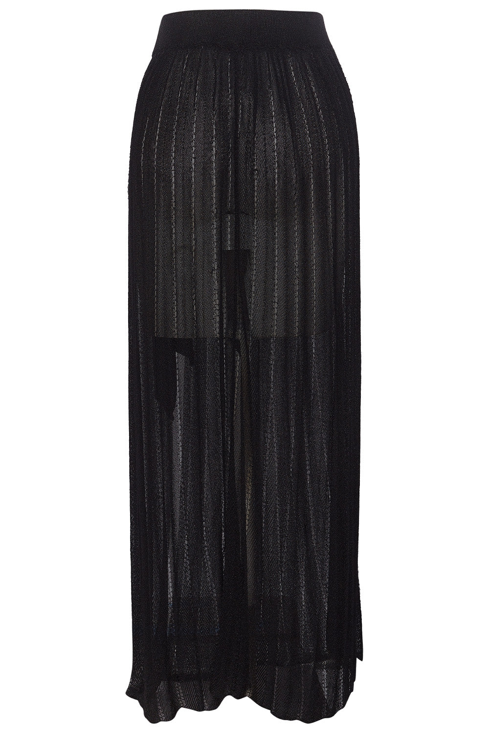 Back view of the Black Metallic Skirt on a white background