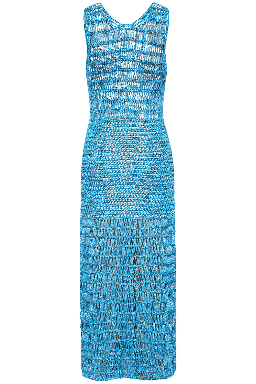 Crochet BLUE Long Dress, XL / BLUE