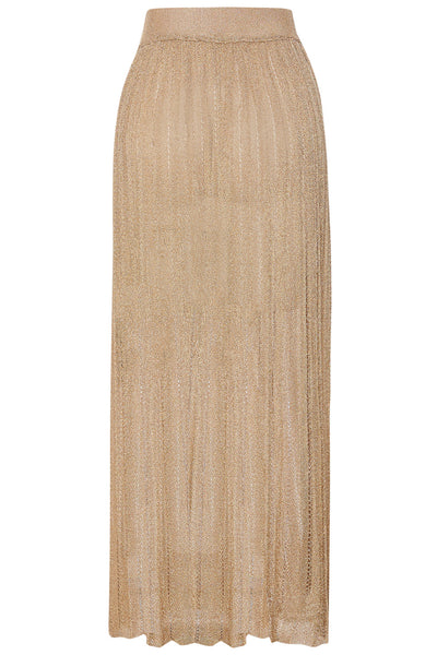 Back view of the Bronze Metallic Skirt on a white background