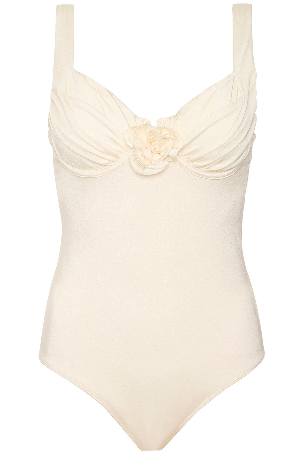 Aruba Underwire Ivory Flower Swimsuit on white background front view.