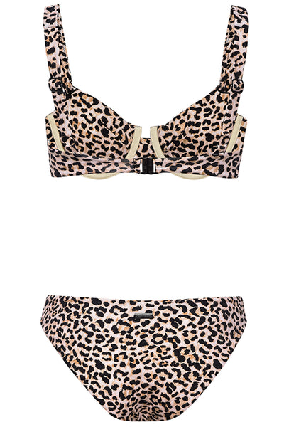 Laguna Bikini Leopard Set on white background back view.