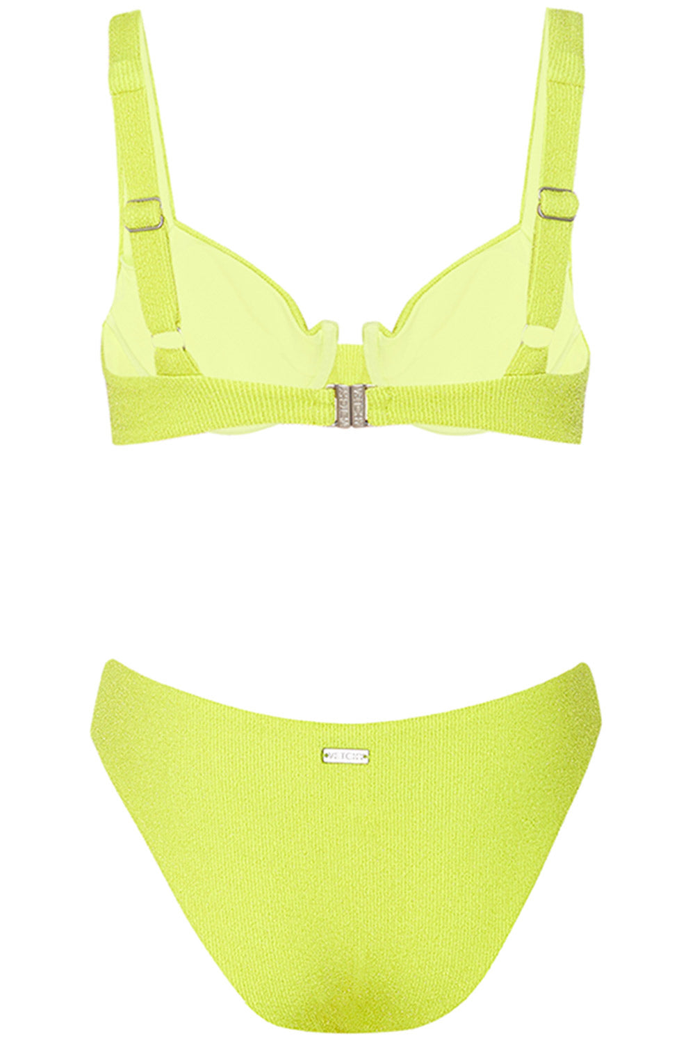 Back view of the Laguna Bikini Neon Lurex set on a white background