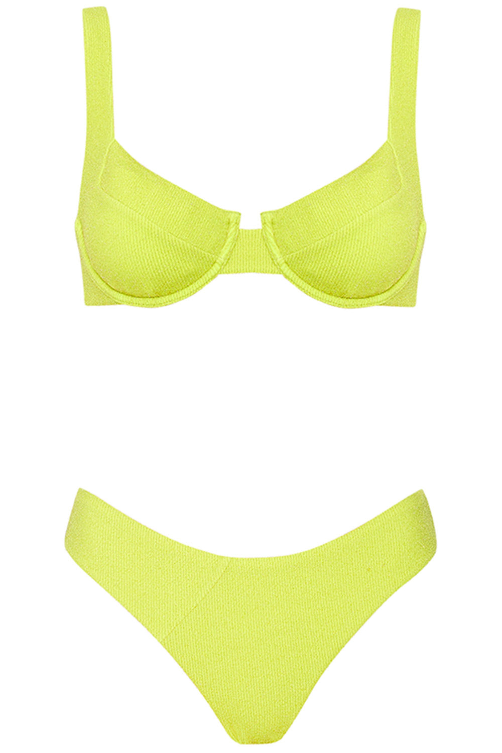 Front view of the Laguna Bikini Neon Lurex set on a white background