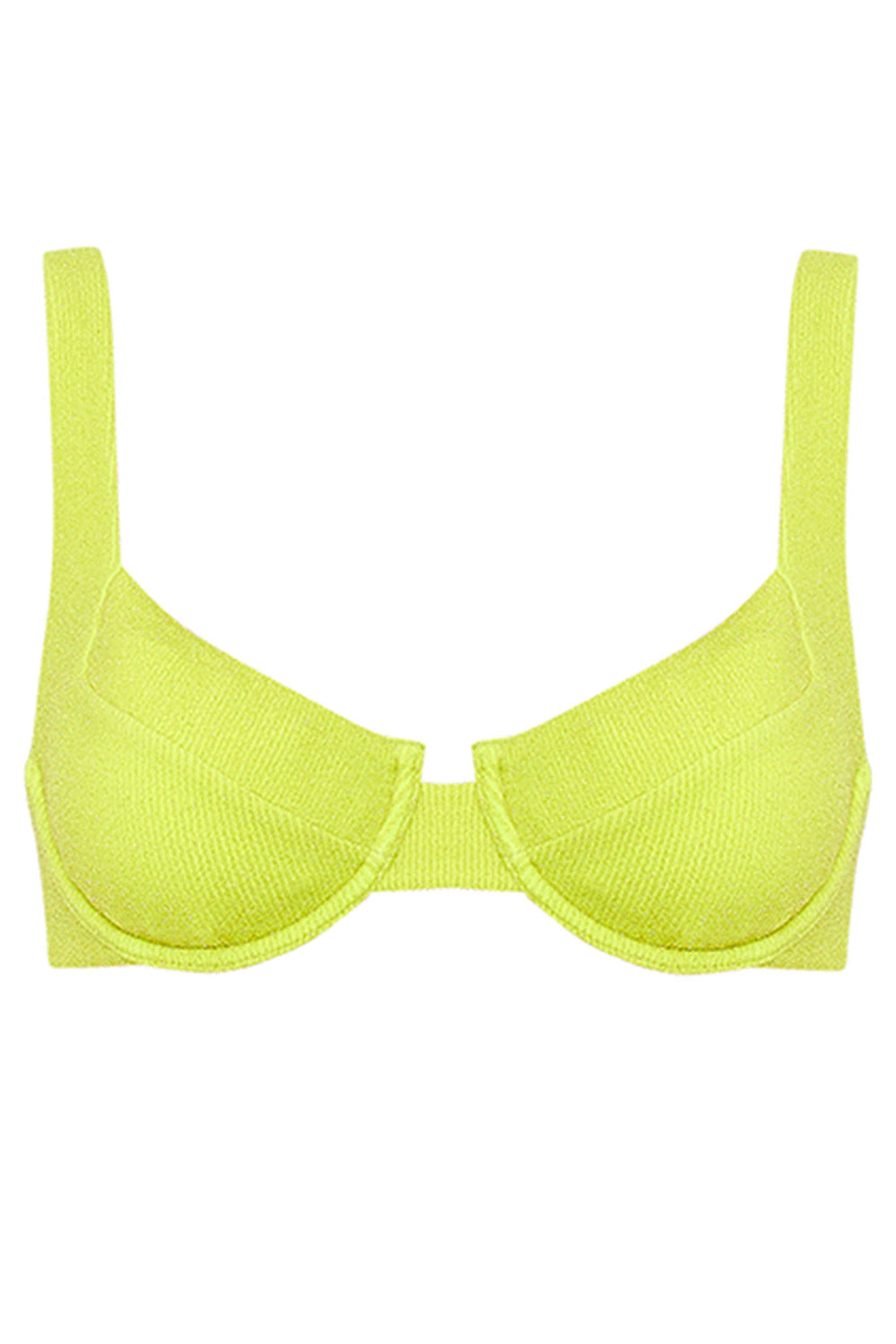 Top of Laguna Bikini Neon Lurex Set on a white background front view.