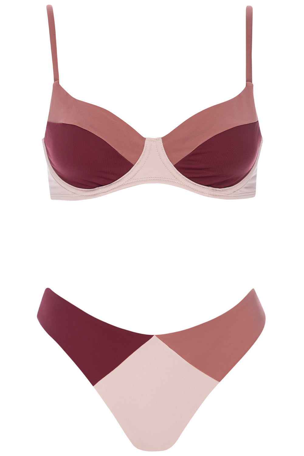 Front view of the Destin bikini sand set on a white background