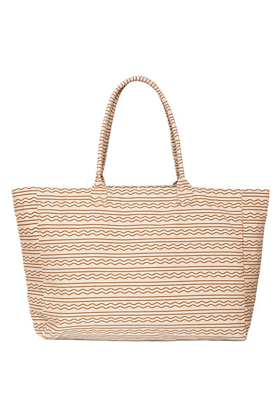 Back view of Vetchy beige tote bag on a white background