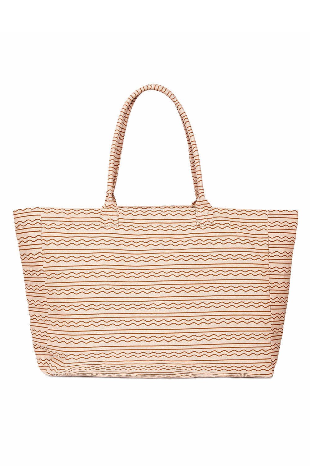 Back view of Vetchy beige tote bag on a white background