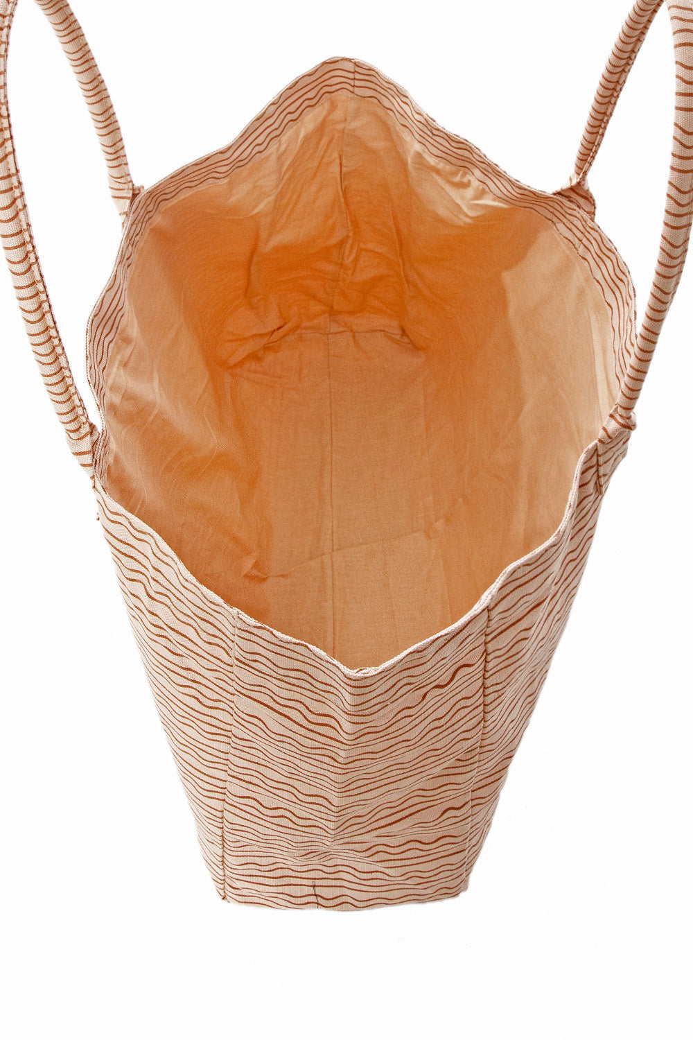 Inside view of Vetchy beige tote bag on a white background