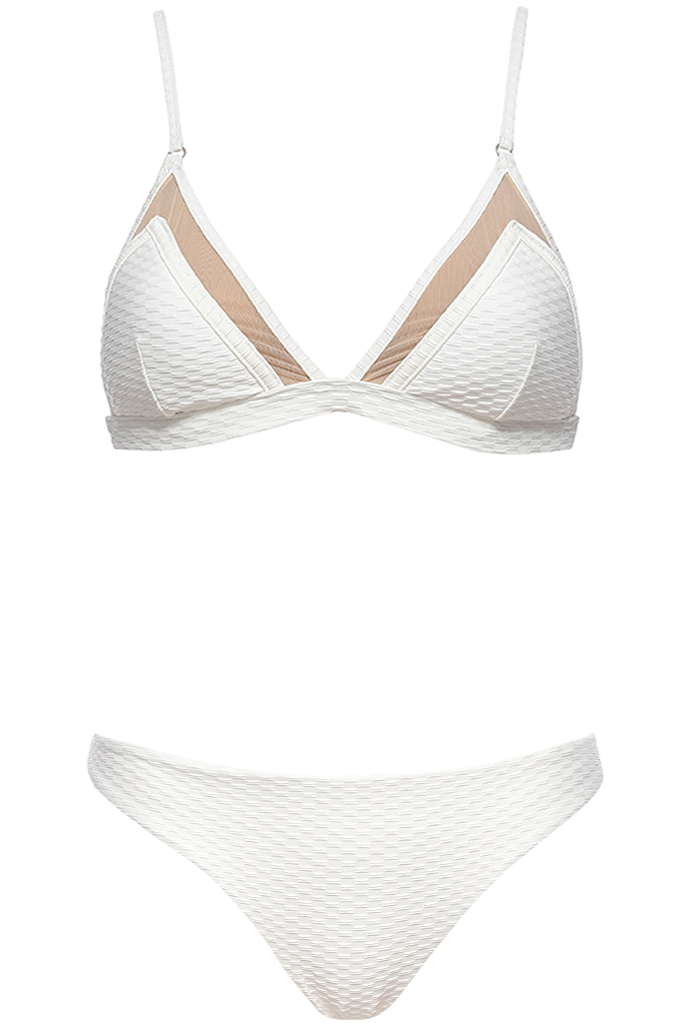 Triangle Bikini Ivory Set on white background front view.