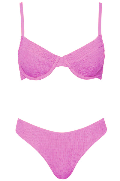 Cabo Bikini Baby Pink Set on white background front view.