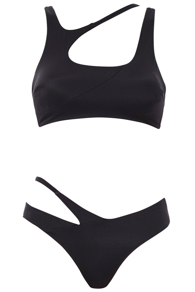 Black Asymmetrical Bikini Swim Top - Small – Le Prix Fashion