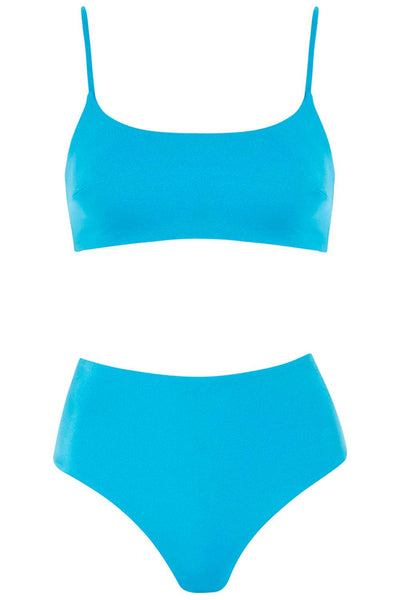 Pool Party Bikini Blue Set on a white background front view.