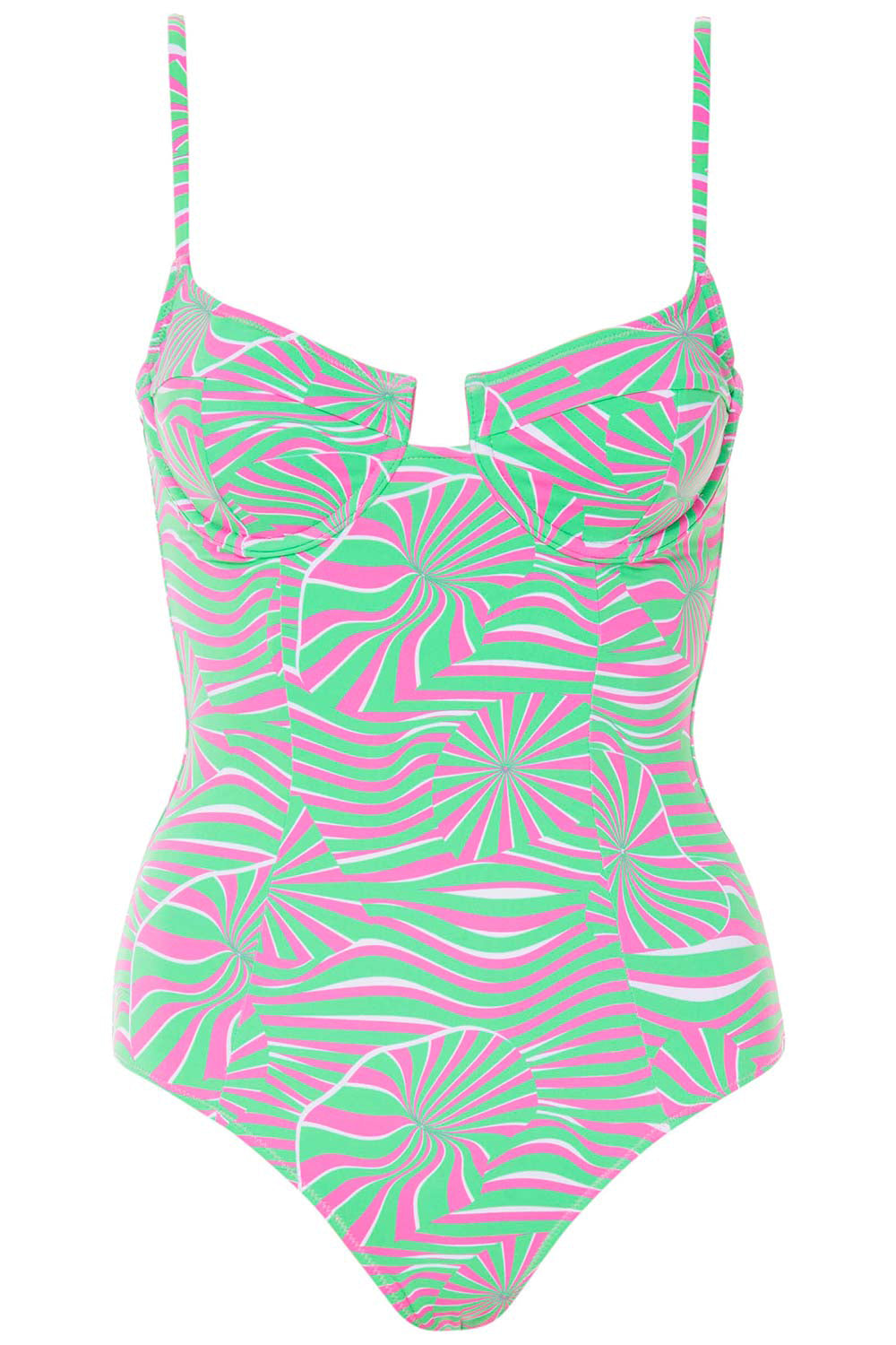 Montego Underwire Geo Swimsuit on white background front view.
