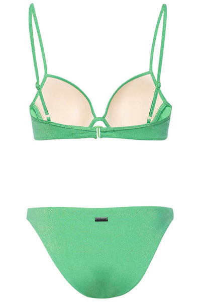 Beverly Bikini Green Set on white background back view.