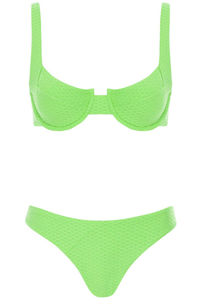Laguna Bikini Green Set on white background front view.