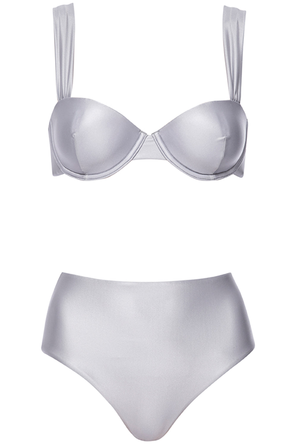 Hamptons Bikini Grey Set on white background front view.
