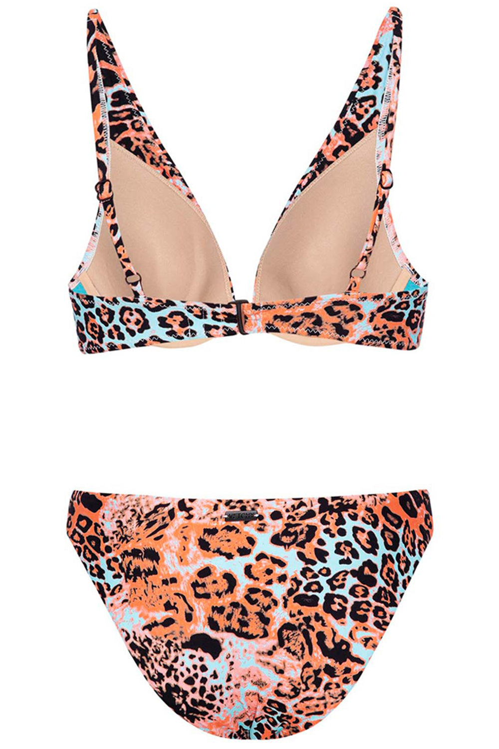 Leo Bikini Leopard Set on white background back view.