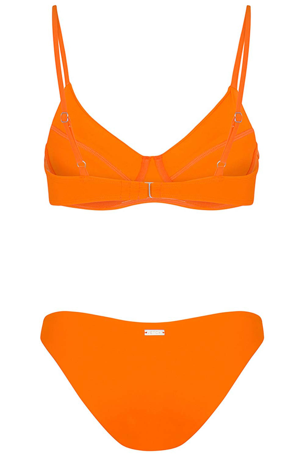 Destin Bikini Orange Set on white background back view.