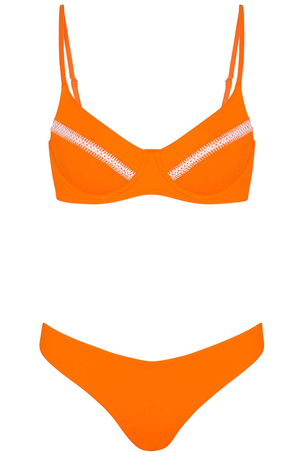 Destin Bikini Orange Set on white background front view.