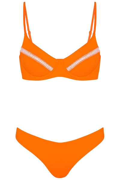 Destin Bikini Orange Set on white background front view.