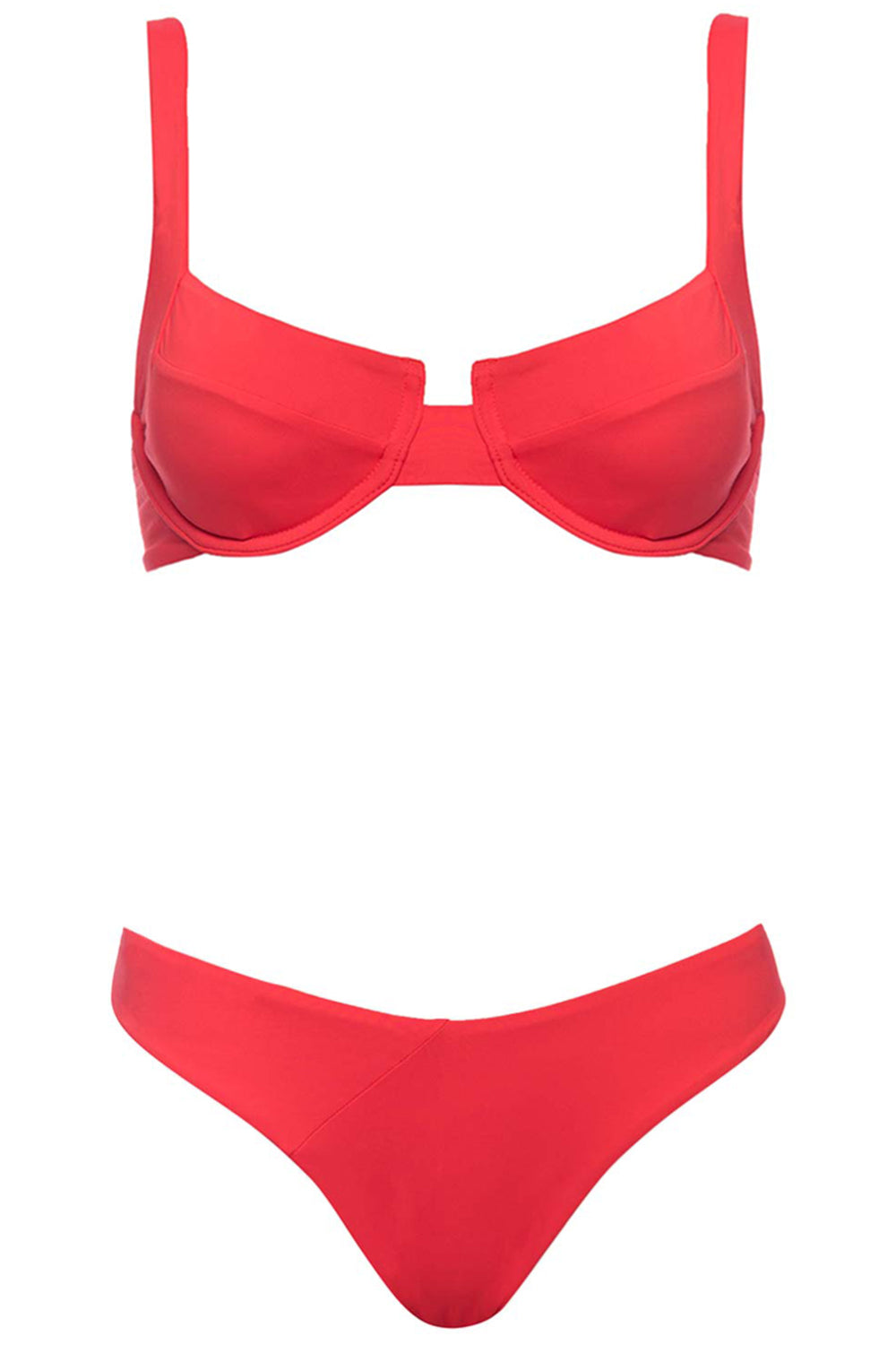 Laguna Bikini Red Set on white background front view.