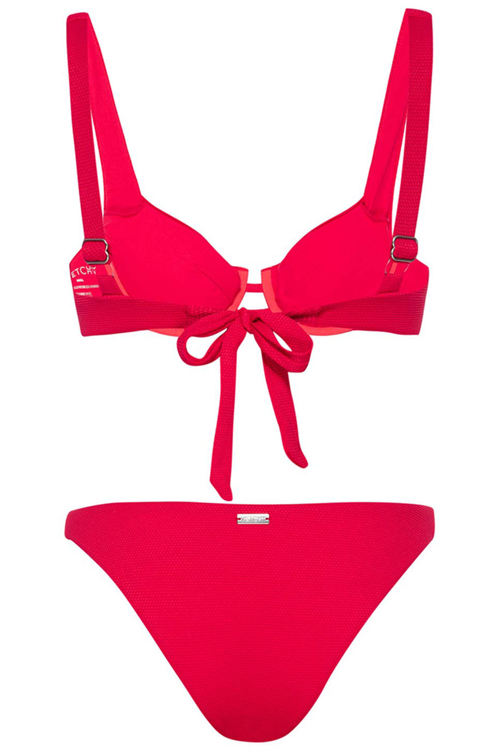 Margarita Bikini Red Set on white background back view.