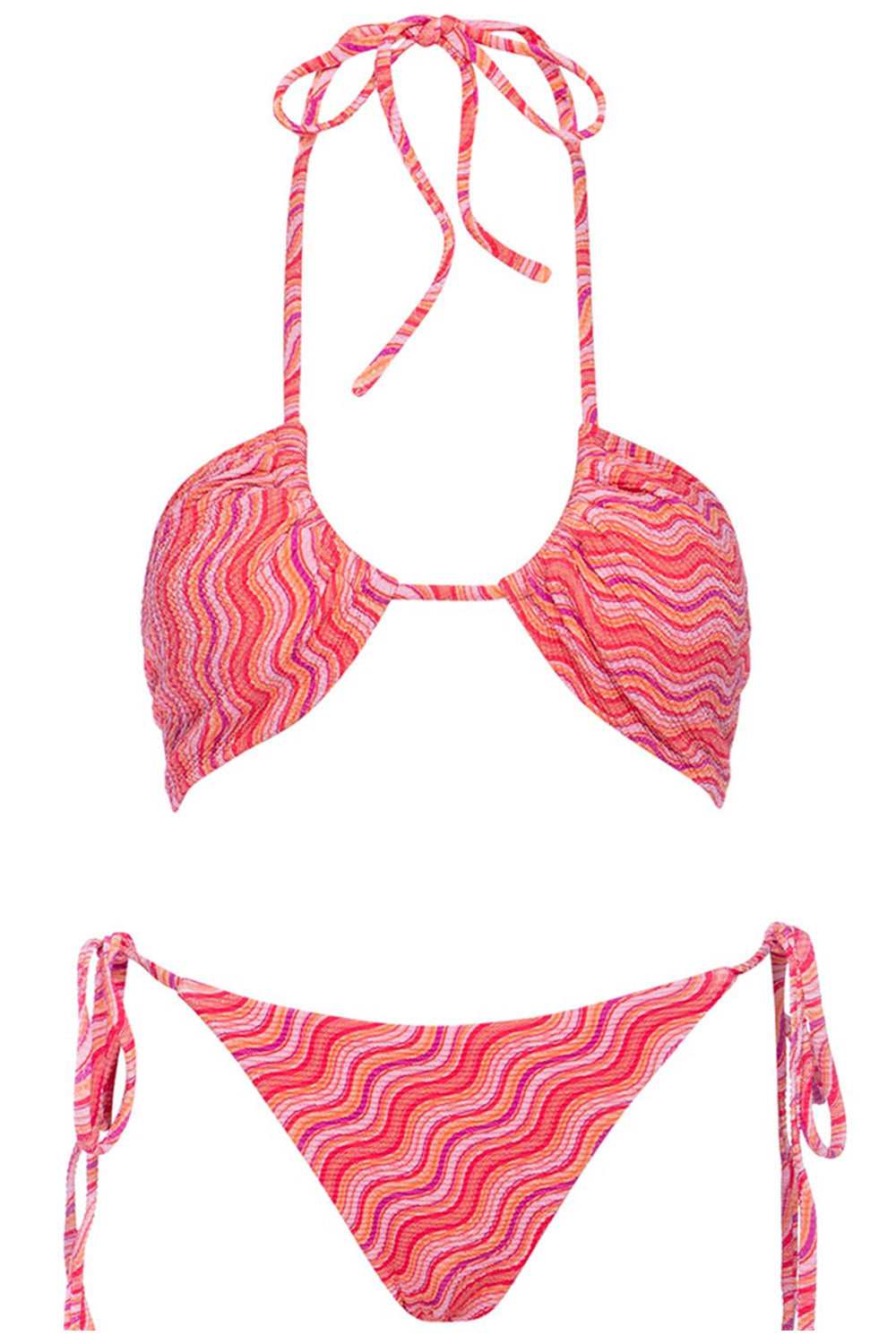 Triangle Bikini Wavy Set on white background front view.