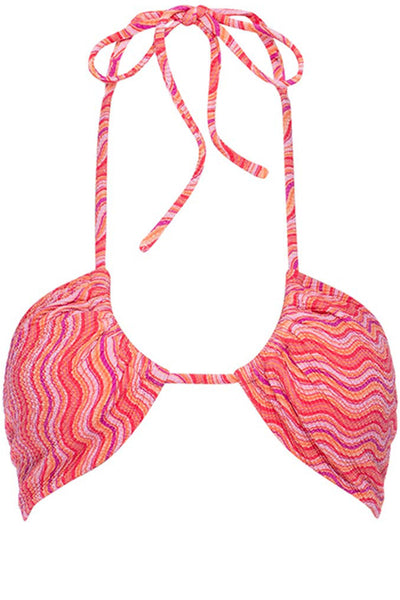 Top of Triangle Bikini Wavy Set on a white background front view.